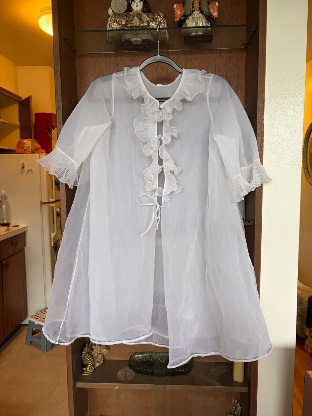 Vintage Sheer White Robe Cover Up Babydoll